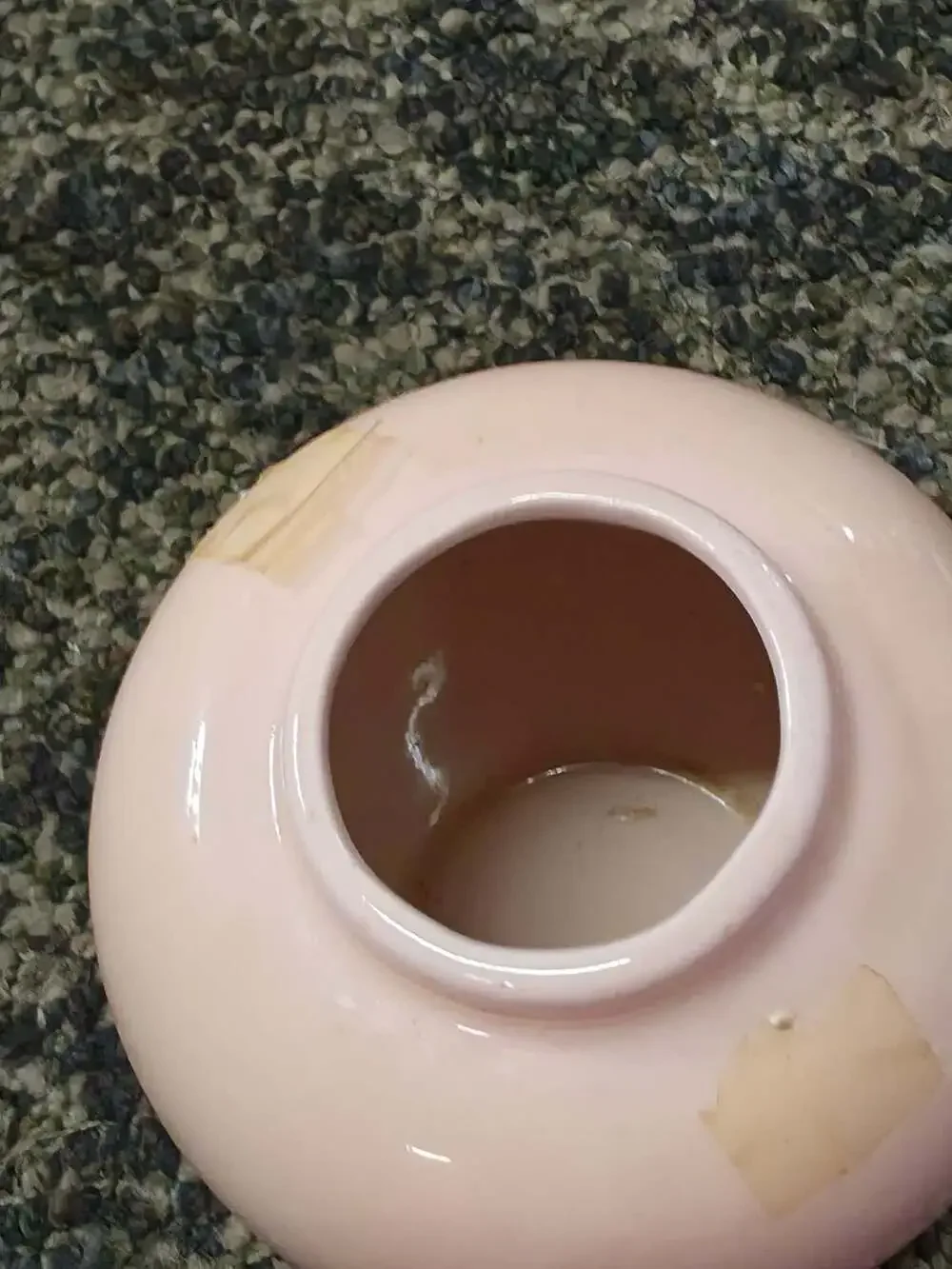 Vintage Pink Ceramic Ginger Jar With White Rose Lid